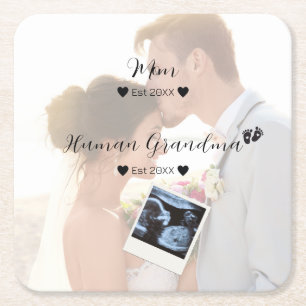 Porta-copo De Papel Quadrado Foto personalizada do Casal de casamento