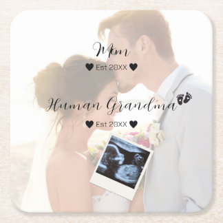 Porta-copo De Papel Quadrado Foto personalizada do Casal de casamento