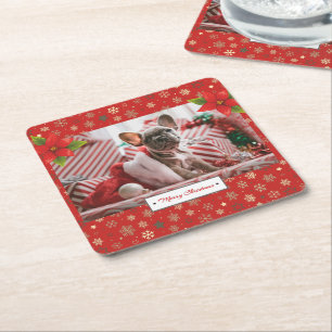 Porta-copo De Papel Quadrado Foto personalizada dos feriados do Natal