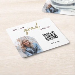 Porta-copo De Papel Quadrado Foto simples Código QR Comprar o Formando uma bebi