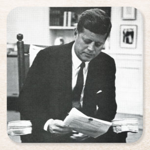 Porta-copo De Papel Quadrado Fotografia de John F. Kennedy 2