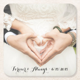Porta-copo De Papel Quadrado Fotos Personalizadas de Casamento Para Sempre & Se