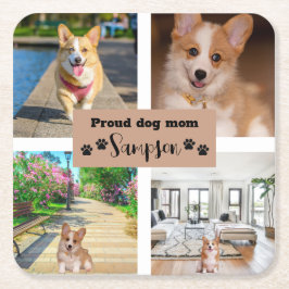 Porta-copo De Papel Quadrado Fotos Personalizadas de Mãe de Cachorro Fofo