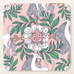 Porta-copo De Papel Quadrado Fox Pattern: Whimsical Vintage Invisível