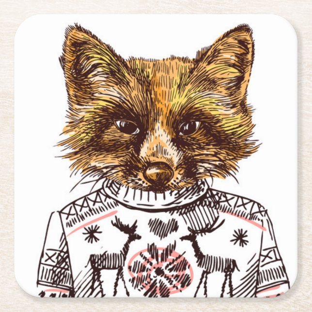Porta-copo De Papel Quadrado Fox vestido Foxy (Frente)