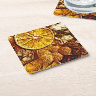 Porta-copo De Papel Quadrado Fractal das laranjas do pot-pourri