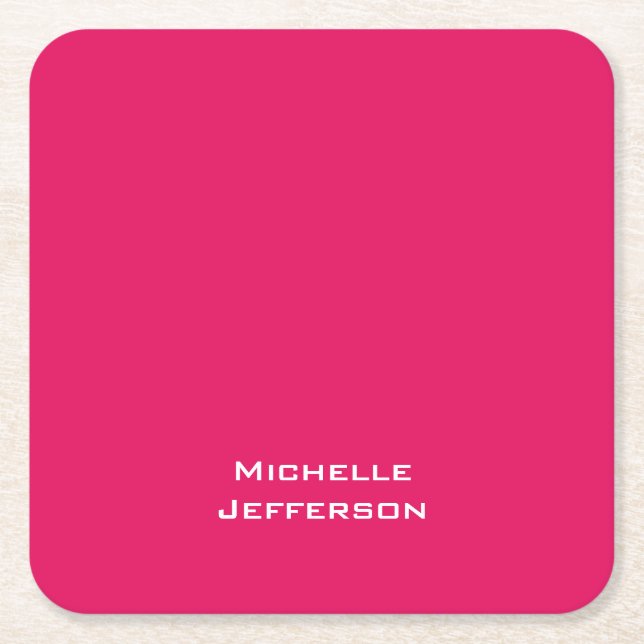 Porta-copo De Papel Quadrado Framboesa vívida Vermelha Vermelha Moderna Na moda (Frente)