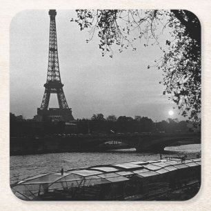 Porta-copo De Papel Quadrado França Antiga Paris Torre Eiffel pôr do sol 1970