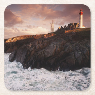 Porta-copo De Papel Quadrado França, farol ao amanhecer