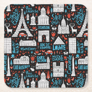 Porta-copo De Papel Quadrado França| Padrão de símbolos