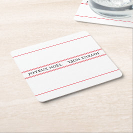 Porta-copo De Papel Quadrado Francês Joyeux Noël Red Stripe Natal