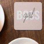 Porta-copo De Papel Quadrado Frase do Chefe de Garota Rosa do Pastel Moderno<br><div class="desc">Frase do Chefe de Garota Rosa do Pastel Moderno</div>