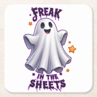 Porta-copo De Papel Quadrado Freak in the Sheets Funny Halloween Ghost Coaster