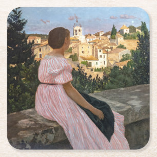 Porta-copo De Papel Quadrado Frederic Bazille - O Vestido Rosa