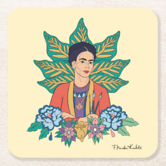 Porta-copo De Papel Quadrado Frida Kahlo Colorful Floral Graphic