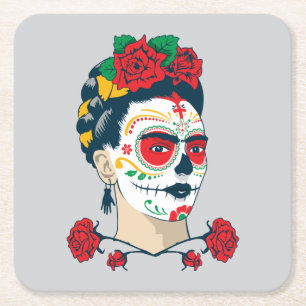 Porta-copo De Papel Quadrado Frida Kahlo EL Día de los Muertos