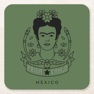 Porta-copo De Papel Quadrado Frida Kahlo Heroína