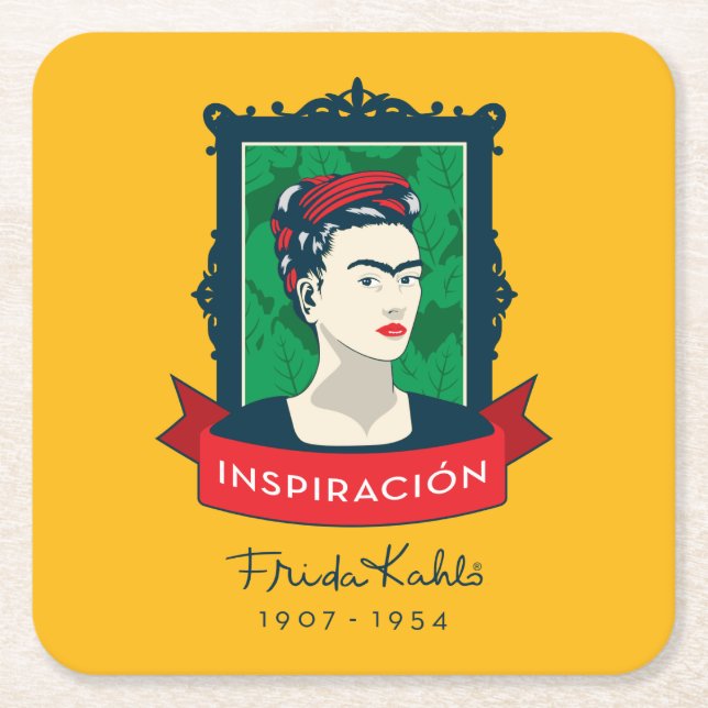 Porta-copo De Papel Quadrado Frida Kahlo | Inspiración (Frente)