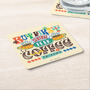 Porta-copo De Papel Quadrado FRIENDS™ Primeiro Café Gráfico Vibrante
