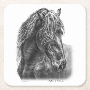 Porta-copo De Papel Quadrado Frísia Horse Retrait Wavy Mane