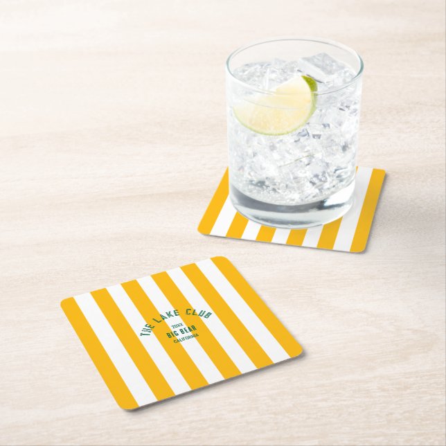 Porta-copo De Papel Quadrado Friso Náutico Amarelo do Crest Personalizado do La (Insitu)