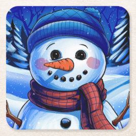 Porta-copo De Papel Quadrado Frosty, a Porta copos de Papel Snowman