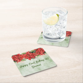 Porta-copo De Papel Quadrado Frotas de Poinsettia de Natal Flowers