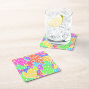 Porta-copo De Papel Quadrado Fruity Tutti Colorful Frutas Fatias