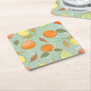 Porta-copo De Papel Quadrado Fruta com limões, laranjas