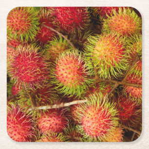 Porta-copo De Papel Quadrado Fruta de Rambutã no Mercado de Can Duoc