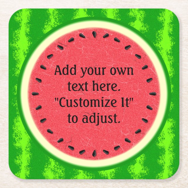Porta-copo De Papel Quadrado Fruta do verão da fatia da melancia personalizada (Frente)