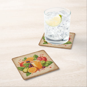 Porta-copo De Papel Quadrado Fruta Vintage