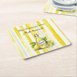 Porta-copo De Papel Quadrado Frutas Amarelas Limões Fazem Limonada