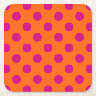 Porta-copo De Papel Quadrado Fuchsia bolinhas em laranja