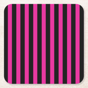 Porta-copo De Papel Quadrado Fuchsia e listras de doces pretas