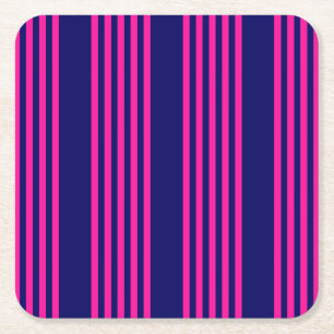 Porta-copo De Papel Quadrado Fuchsia e padrão de cinco faixas azul marinho