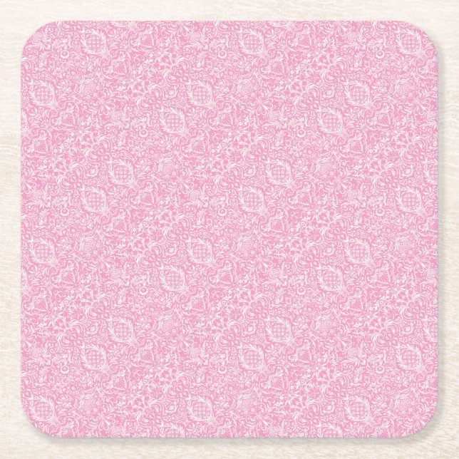 Porta-copo De Papel Quadrado Fuchsia Pineapple Vitoriana Damasco (Frente)