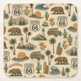 Porta-copo De Papel Quadrado Fuga de Mesa da Retro Califórnia Rota 66