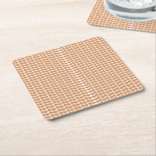 Porta-copo De Papel Quadrado Fundo Cativante de Quadrados Laranja e Branco