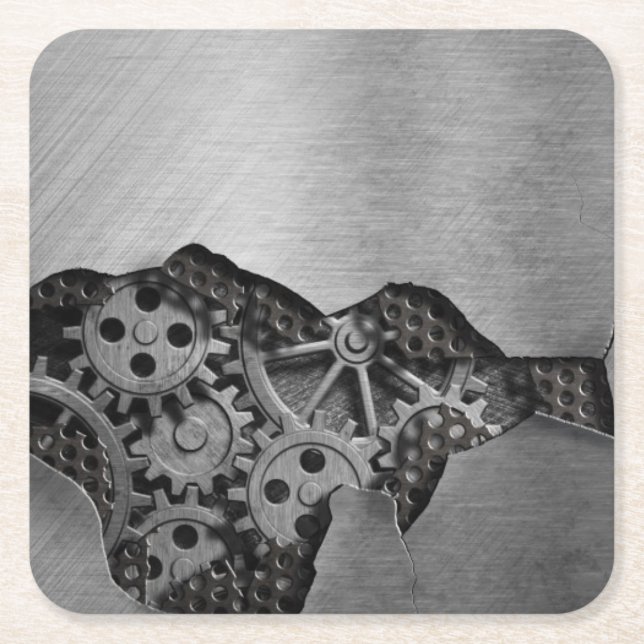 Porta-copo De Papel Quadrado Fundo do metal com dano mecânico (Frente)