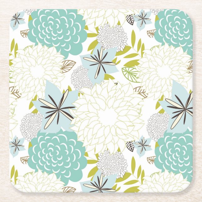 Porta-copo De Papel Quadrado Fundo floral (Frente)