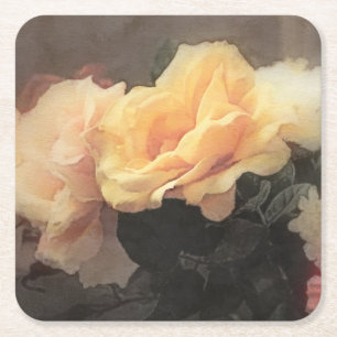 Porta-copo De Papel Quadrado fundo floral do vintage da arte em cores pastel