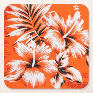 Porta-copo De Papel Quadrado Fundo havaiano da flor do hibiscus