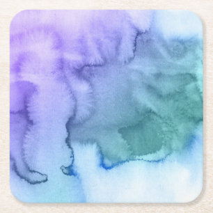 Porta-copo De Papel Quadrado Fundo pintado mão 6 da aguarela abstrata
