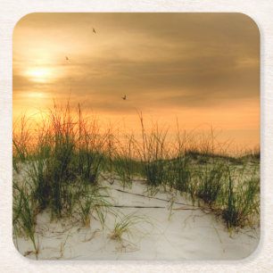 Porta-copo De Papel Quadrado Gaivotas no nascer do sol