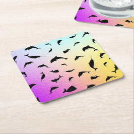 Porta-copo De Papel Quadrado Galáxia colorida gradiente de baleia de tubarão-so