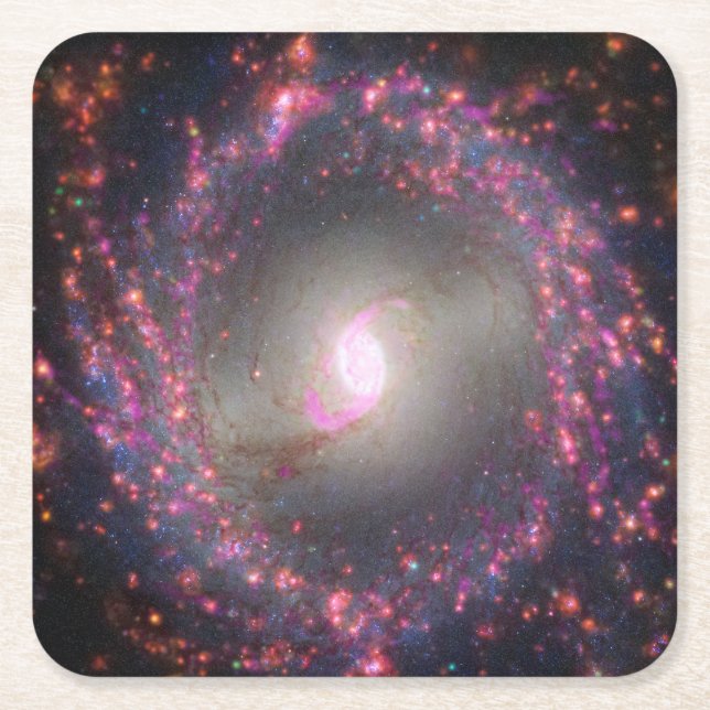 Porta-copo De Papel Quadrado Galáxia Espiral Ngc 3351. (Frente)
