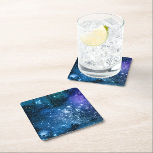 Porta-copo De Papel Quadrado Galáxias Amantes Starry Space Blue Sky White Spar