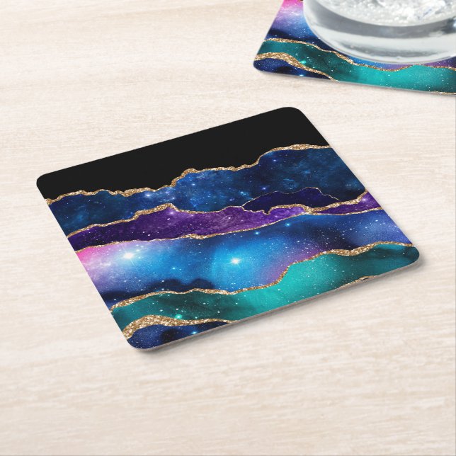 Porta-copo De Papel Quadrado Galaxy Agate Series Design 13 (Inclinado)