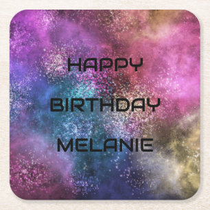 Porta-copo De Papel Quadrado Galaxy Happy Birthday